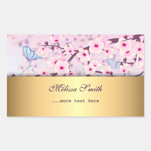 Cherry Blossom en Butterflies Rechthoekige Sticker (Voorkant)