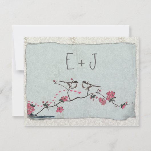 Cherry Blossom en Chickadee Damask RSVP (Achterkant)