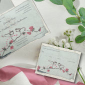 Cherry Blossom en Chickadee Damask RSVP