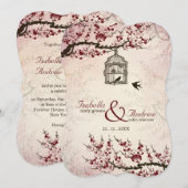 Cherry Blossom en de liefdesbruiloft nodigen Kaart (Voorkant / Achterkant)