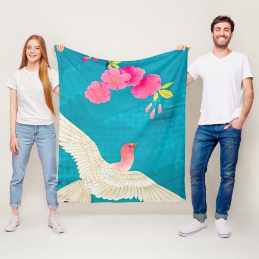 Cherry Blossom en Dove Fleece Deken (In situ)