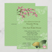 Cherry Blossom en Fans Dim Sum Jade Vrijgezellenfe Kaart (Voorkant / Achterkant)