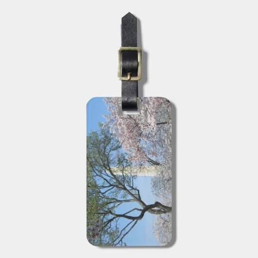 Cherry Blossom en het Washington Monument in DC Bagagelabel (Voorkant verticaal)