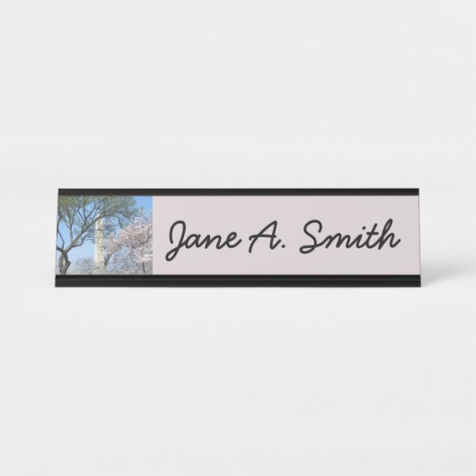 Cherry Blossom en het Washington Monument in DC Bureau Naambordje (Voorkant)