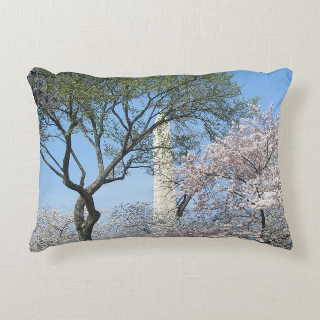 Cherry Blossom en het Washington Monument in DC Decoratief Kussen (Voorkant)