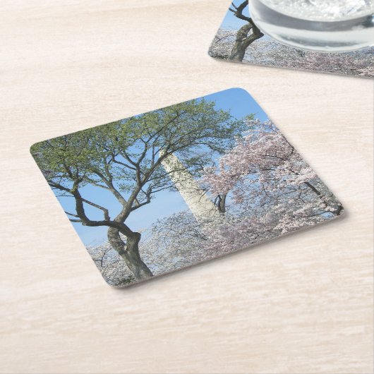 Cherry Blossom en het Washington Monument in DC Kartonnen Onderzetters (Schuin)