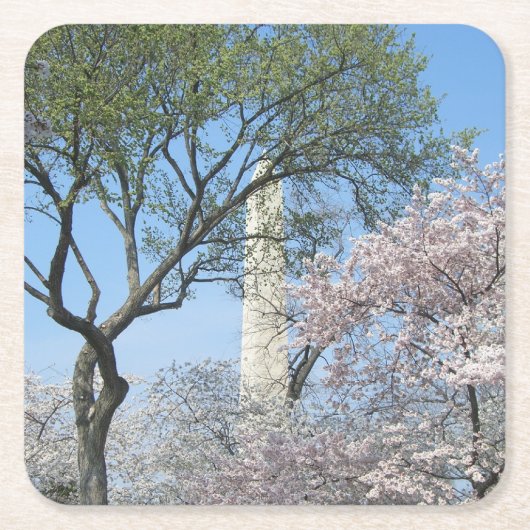 Cherry Blossom en het Washington Monument in DC Kartonnen Onderzetters (Voorkant)