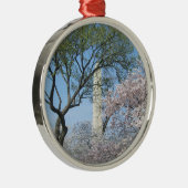 Cherry Blossom en het Washington Monument in DC Metalen Ornament (Rechts)