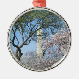 Cherry Blossom en het Washington Monument in DC Metalen Ornament