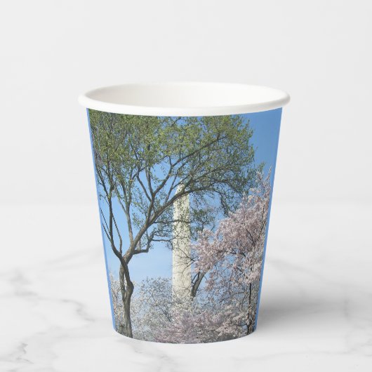 Cherry Blossom en het Washington Monument in DC Papieren Bekers (Voorkant)