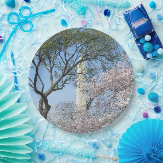 Cherry Blossom en het Washington Monument in DC Papieren Bordje (Feest)