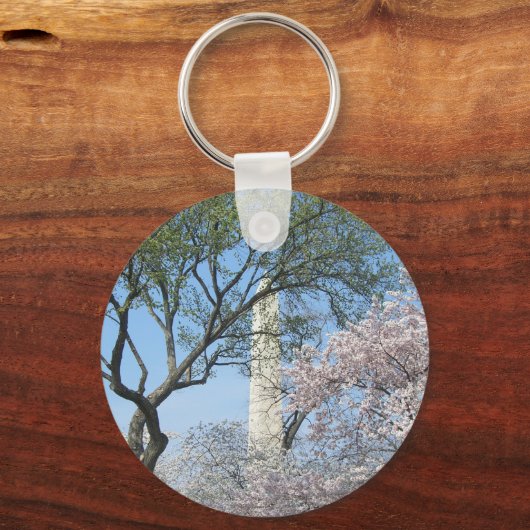 Cherry Blossom en het Washington Monument in DC Sleutelhanger (Voorkant)