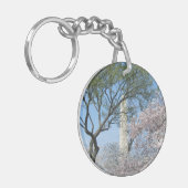 Cherry Blossom en het Washington Monument in DC Sleutelhanger (Voorkant Links)