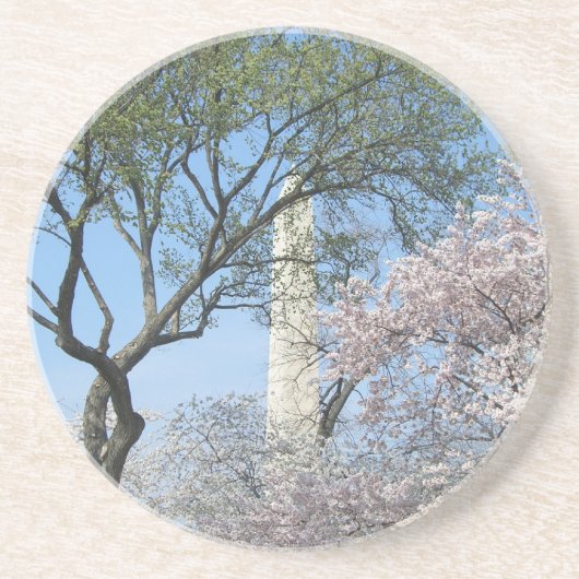 Cherry Blossom en het Washington Monument in DC Zandsteen Onderzetter (Voorkant)