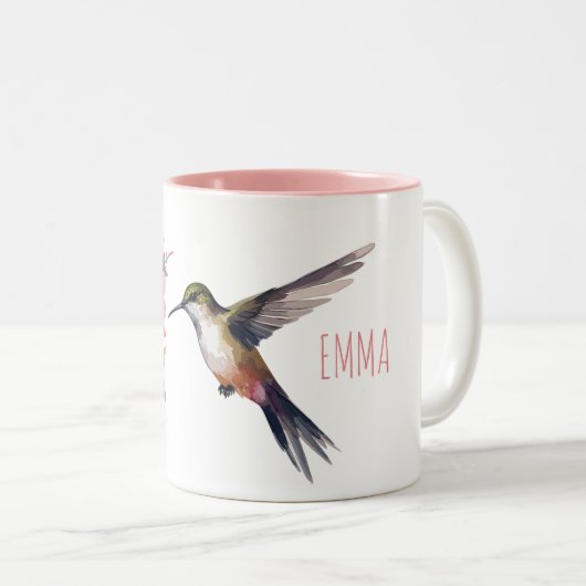 Cherry Blossom en Hummingbird Two-Tone Coffee Mok (Voorkant rechts)