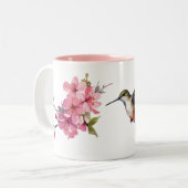 Cherry Blossom en Hummingbird Two-Tone Coffee Mok (Voorkant links)