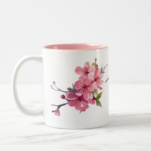 Cherry Blossom en Hummingbird Two-Tone Coffee Mok (Links)
