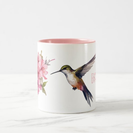 Cherry Blossom en Hummingbird Two-Tone Coffee Mok (Center)