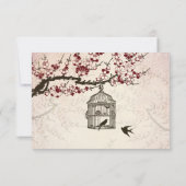 Cherry Blossom en liefde vogelbruiloft RSVP (Achterkant)