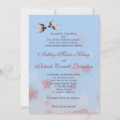 Cherry Blossom en Love Swallows Wedding Kaart (Achterkant)