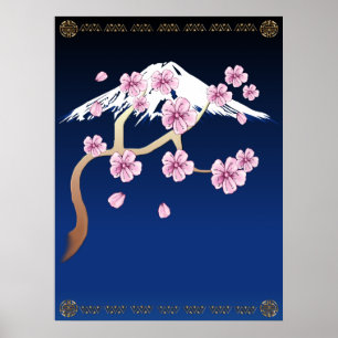 Cherry Blossom en Mt. Fuji Poster