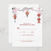 Cherry Blossom en Red Lantern | RSVP-kaarten RSVP Kaartje (Voorkant / Achterkant)