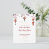 Cherry Blossom en Red Lantern | Weddenskaarten Kaart (Staand voorkant)