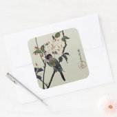 Cherry Blossom en Small Bird Vierkante Sticker (Envelop)