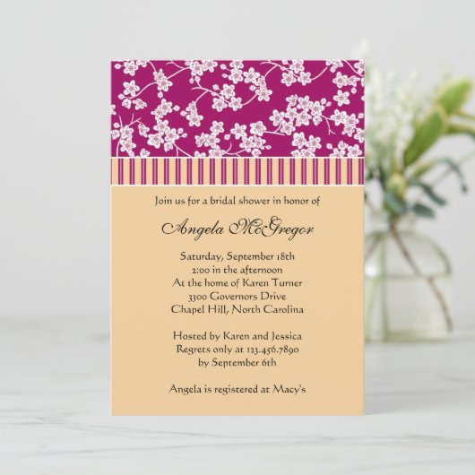 Cherry Blossom en Stripes Kaart (Staand voorkant)