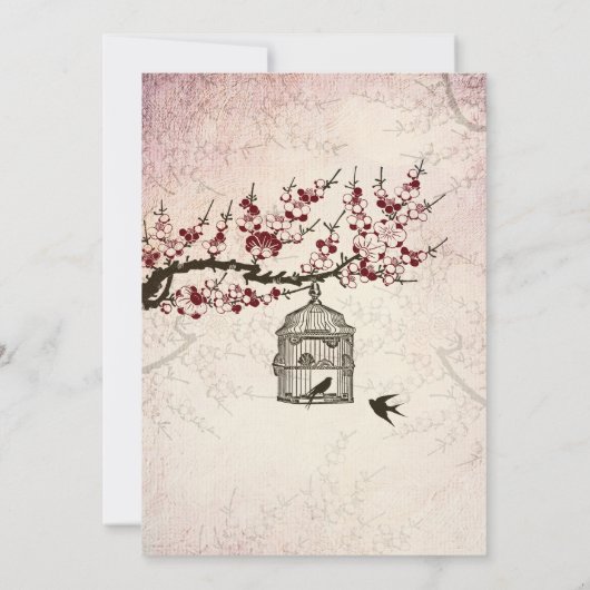 Cherry Blossom en Tortelduifjes sparen de Datum Save The Date (Achterkant)