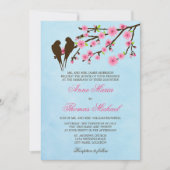 Cherry Blossom en Tortelduifjes Wedding Invitation Kaart (Voorkant)