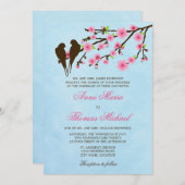 Cherry Blossom en Tortelduifjes Wedding Invitation Kaart (Voorkant / Achterkant)