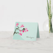 Cherry Blossom en Tortelduifjes Whimsical Wedding Bedankkaart (Voorkant)
