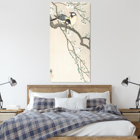 Cherry Blossom en vogelschilderingen Canvas Afdruk (Insitu (Slaapkamer))