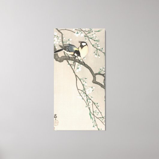 Cherry Blossom en vogelschilderingen Canvas Afdruk (Voorkant)