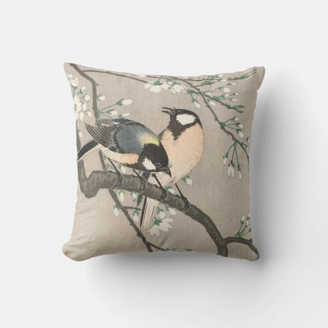  Cherry Blossom en vogelschilderingen Kussen (Voorkant)