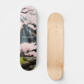 Cherry Blossom en Waterfall | Monogram Persoonlijk Skateboard (Voorkant)