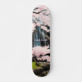 Cherry Blossom en Waterfall | Monogram Persoonlijk Skateboard (Voorkant)