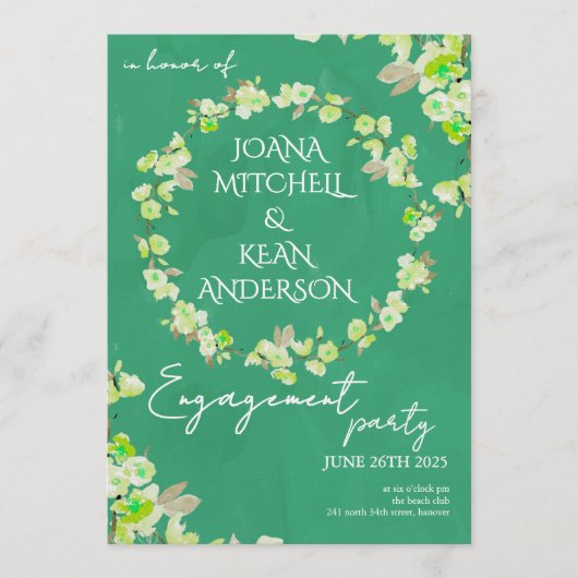 Cherry Blossom Engagement Party Invitation Kaart (Voorkant)