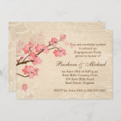 Cherry Blossom Engagement Party Invitation Kaart (Voorkant / Achterkant)