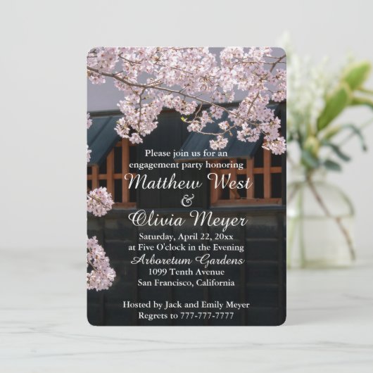 Cherry Blossom Engagement Party - Uitnodiging (Staand voorkant)
