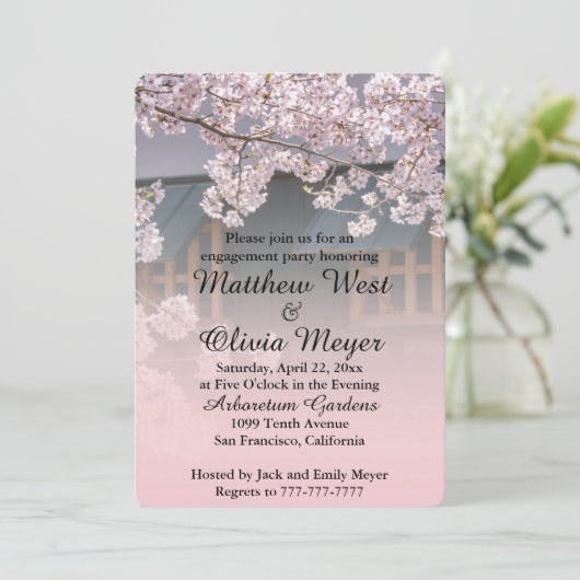 Cherry Blossom Engagement Party - Uitnodiging (Staand voorkant)
