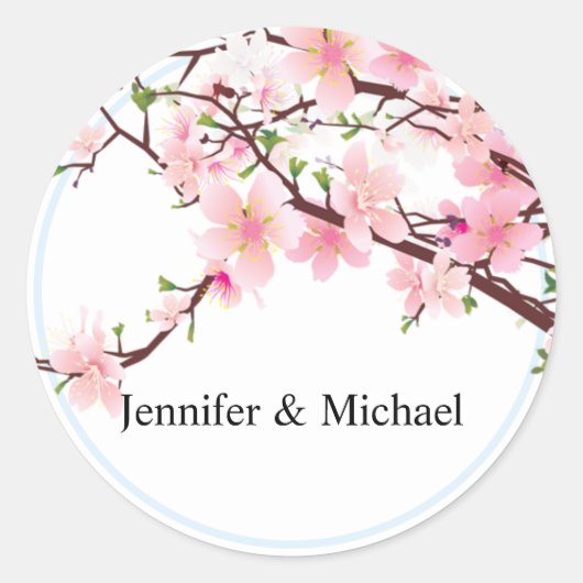 Cherry Blossom Envelope Seal Wedding Uitnodiging Ronde Sticker (Voorkant)