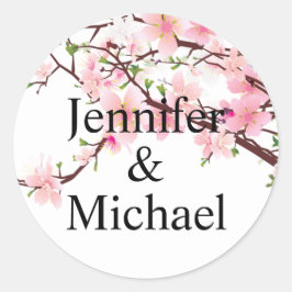 Cherry Blossom Envelope Seal Wedding Uitnodiging Ronde Sticker