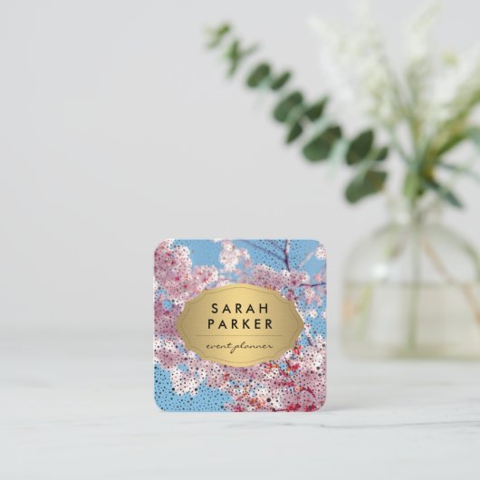 Cherry Blossom | Event Planner Vierkante Visitekaartje (Staand voorkant)