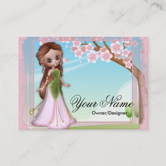Cherry Blossom Fairy 2 Fantasy Visitekaartjes (Voorkant)