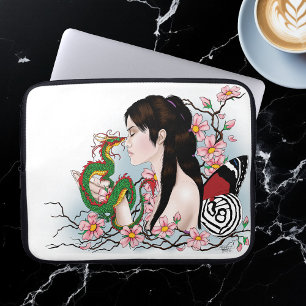 Cherry Blossom Fairy Dragon Vriendschap Laptop Sleeve