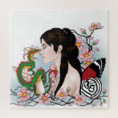 Cherry Blossom Fairy Dragon Vriendschap Legpuzzel (Verticaal)