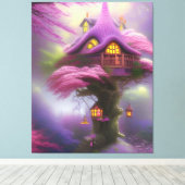 Cherry Blossom Fairy House Fantasy Canvas Art (Insitu (Houten vloer))