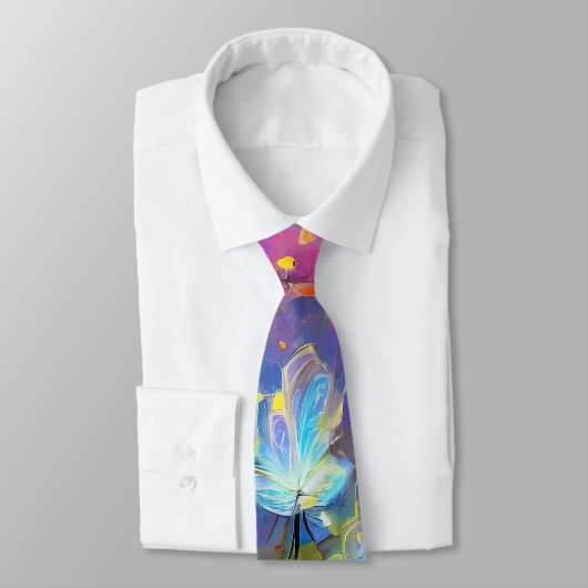 Cherry Blossom Fantasy Drijvende Blauwe Petals Stropdas (Gebonden)